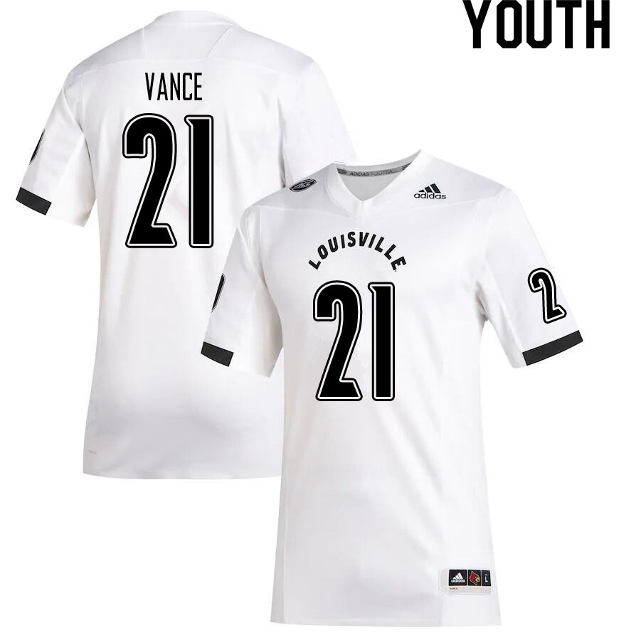 Youth #21 Greedy Vance Louisville Cardinals College Football Jerseys Sale-White - Click Image to Close